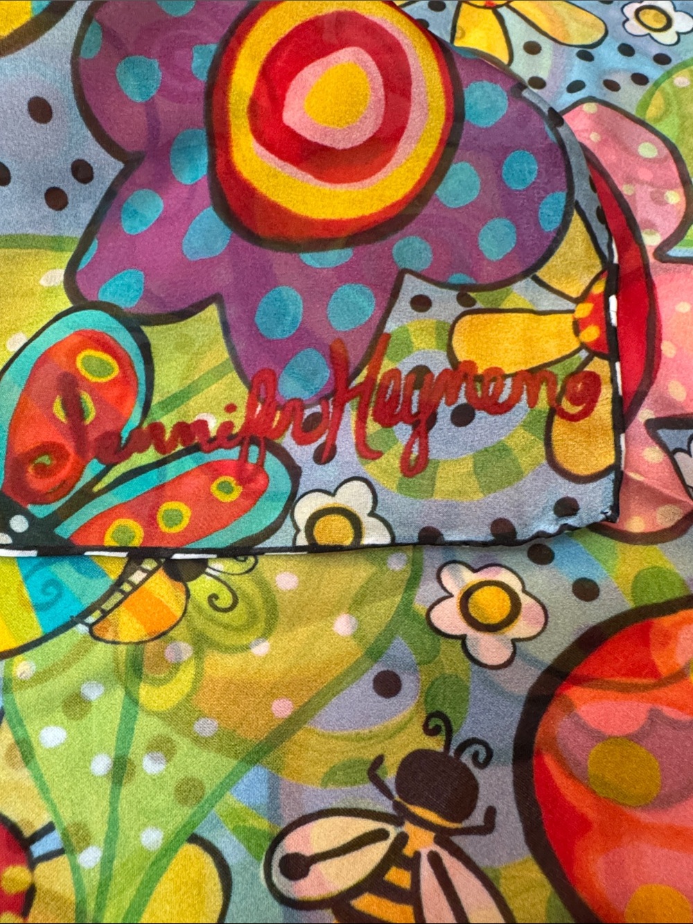 Floral Silk Scarf (66”x 20”) - Picture 4 of 6
